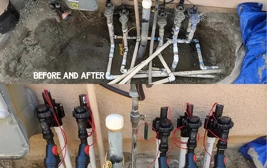 Plumbing renovation before and after comparison