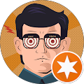 Cartoon man with target glasses