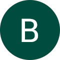 Dark green circle featuring letter B